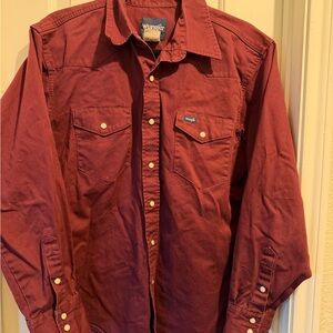 Wrangler 90’s Brushpopper Burgundy Pearl Snap Casual Shirt